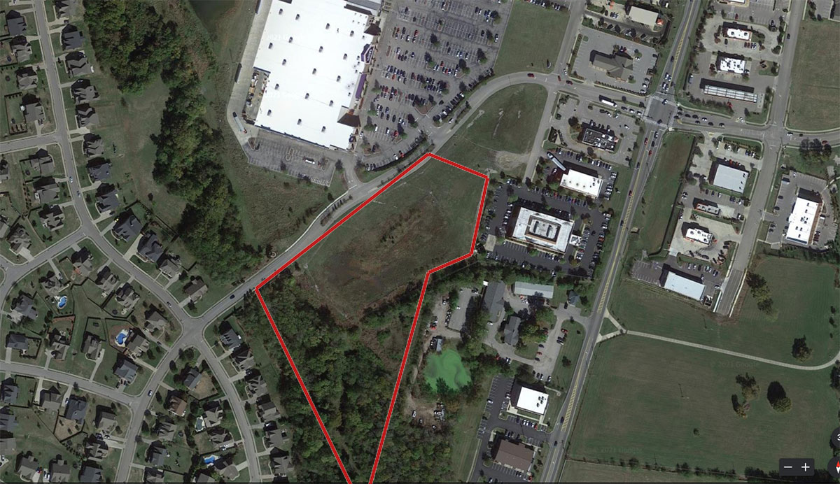 aerial view of land on Belshire Way and surrounding area