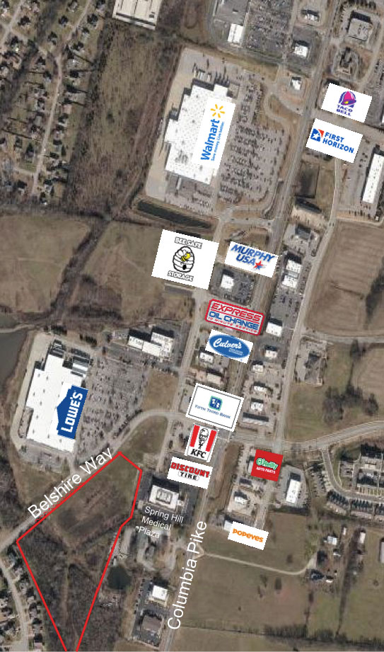 sitemap showing adjecent business such as Lowes and Taco Bell